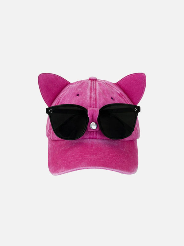 Fvshya Sunglasses Cat Ear Washed Cap