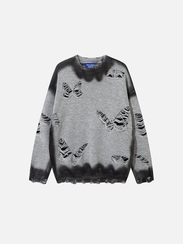 Fvshya Butterfly Distressed Washed Sweater