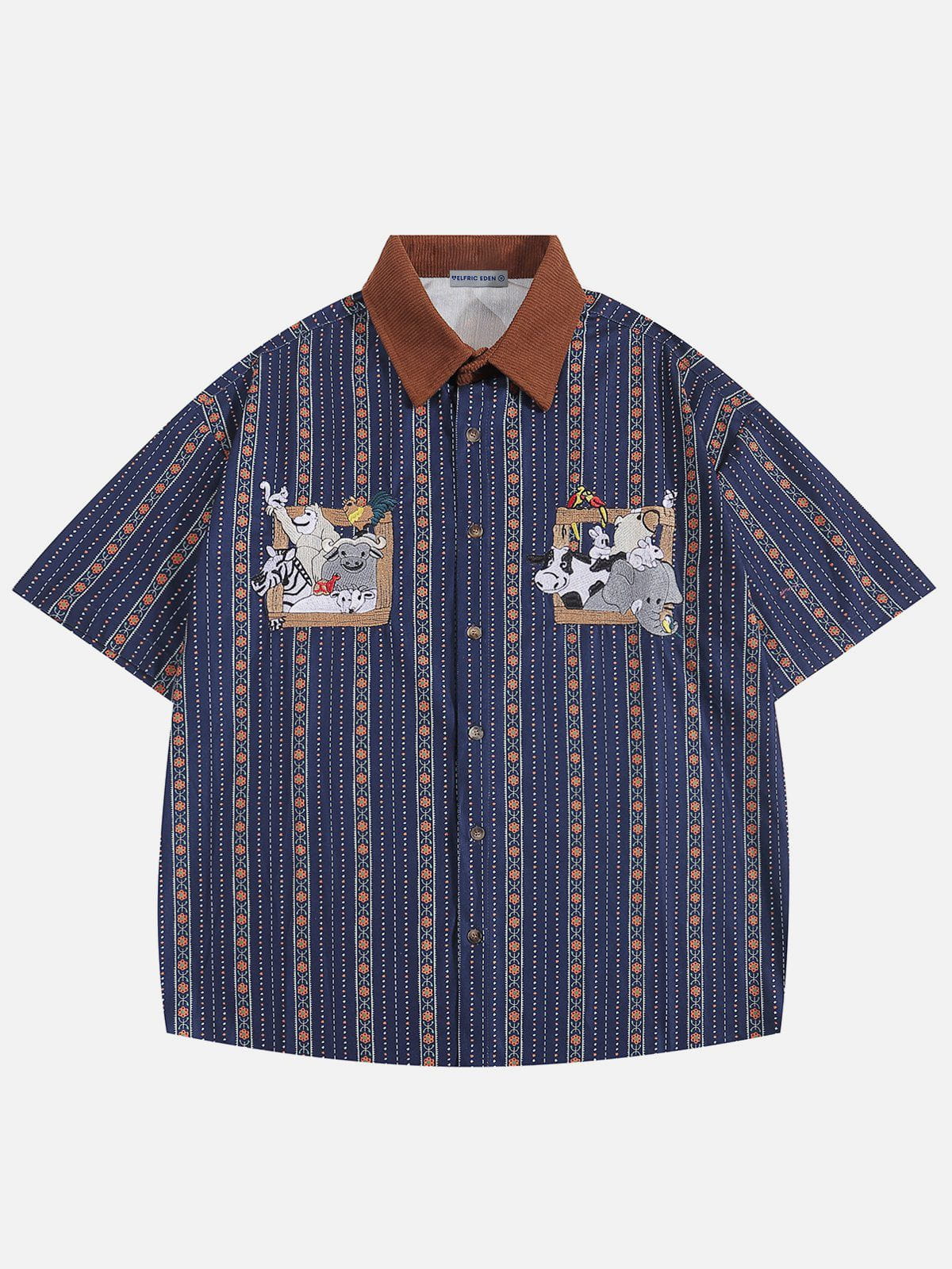 Fvshya Embroidery Animal Short Sleeve Shirt