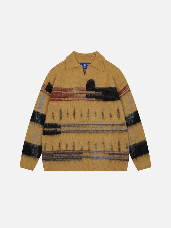 Fvshya Distressed Wool Polo Sweater