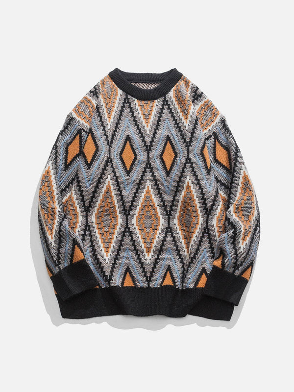 Fvshya Ethnic Style Rhombus Sweater