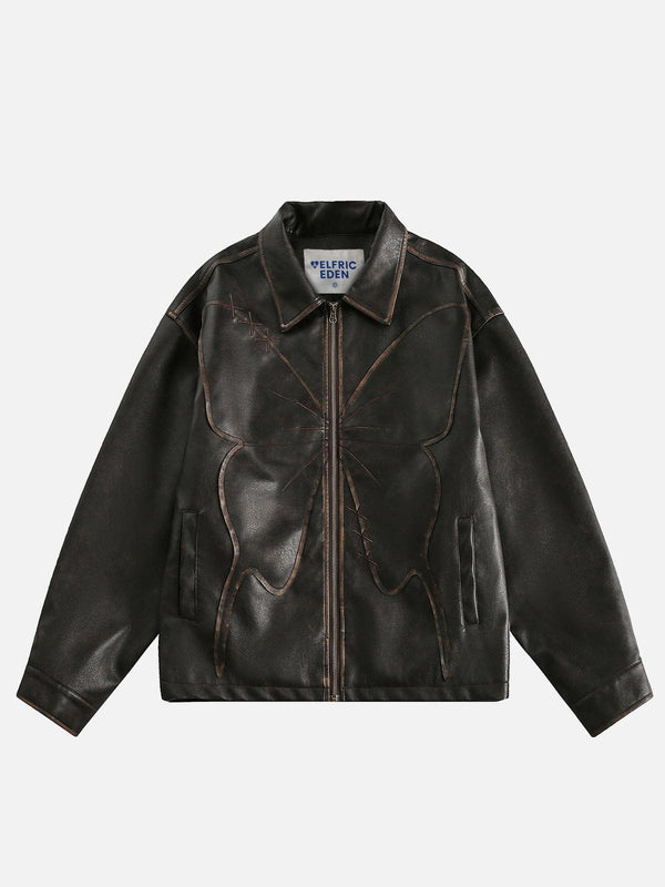 Fvshya Butterfly Faux Leather Jacket
