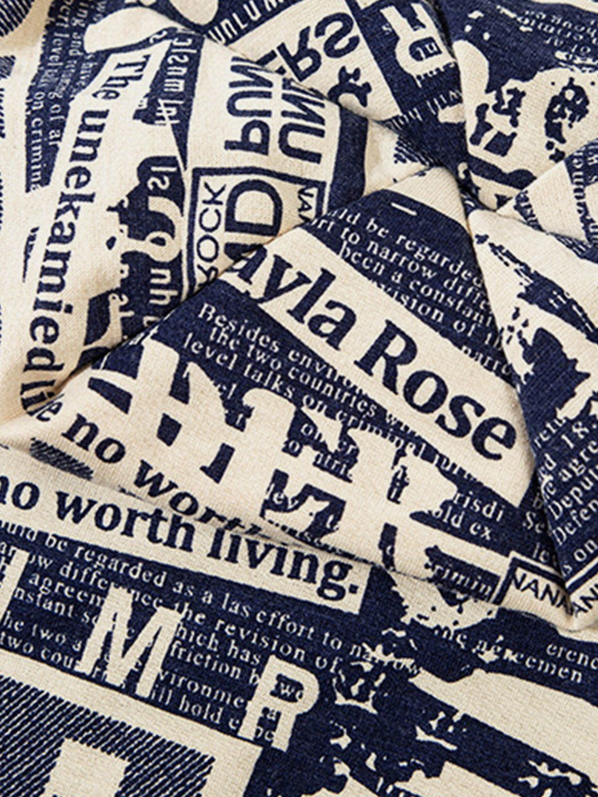 Fvshya English Newspaper Print Heap Cap