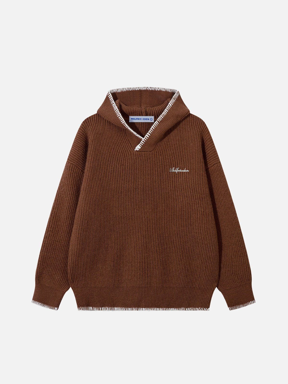 Fvshya Line Patchwork Knit Hoodie