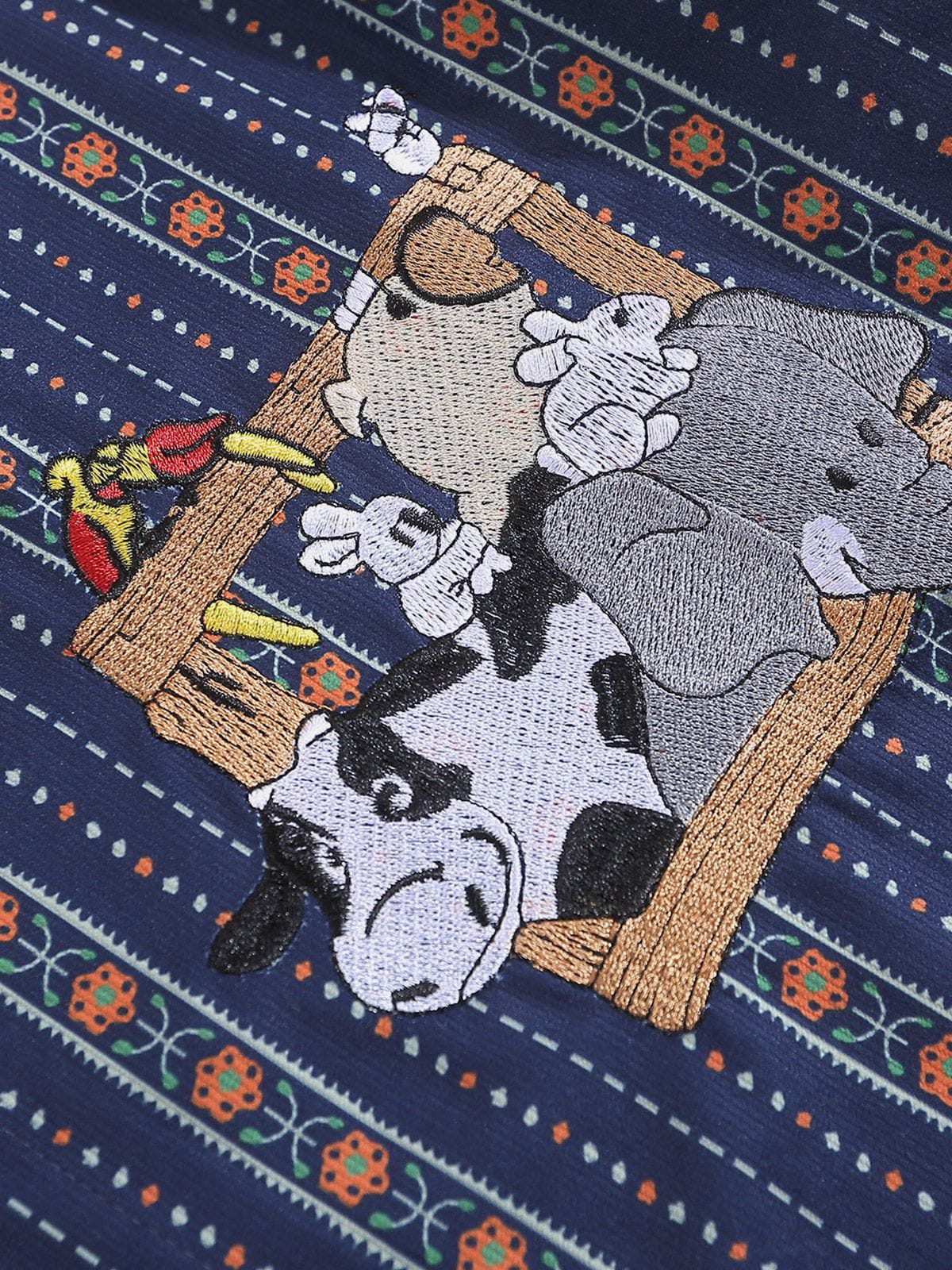 Fvshya Embroidery Animal Short Sleeve Shirt