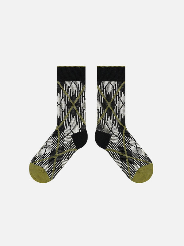 Fvshya Vintage Stripe Plaid Socks