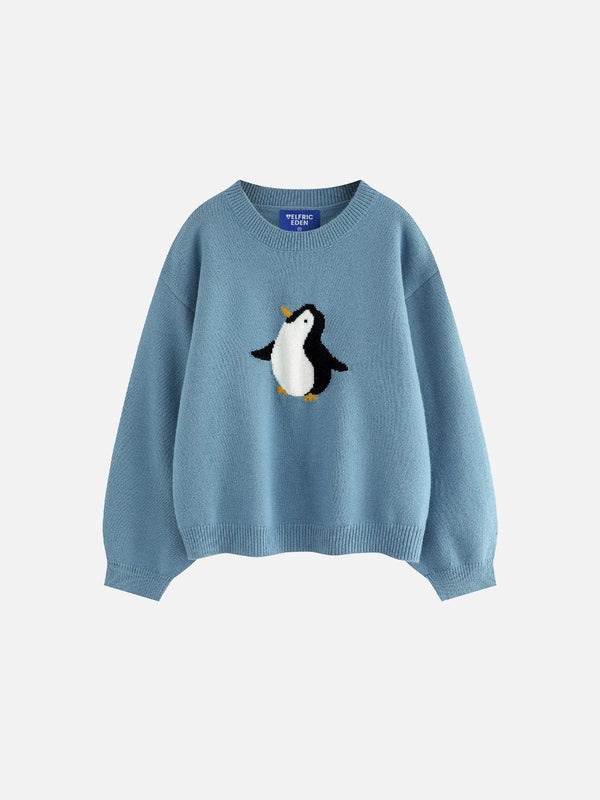 Fvshya Penguin Graphic Cropped Sweater