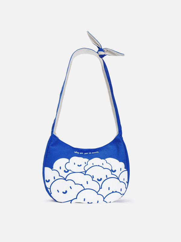 Fvshya Blue Cartoon Pattern Canvas Bag