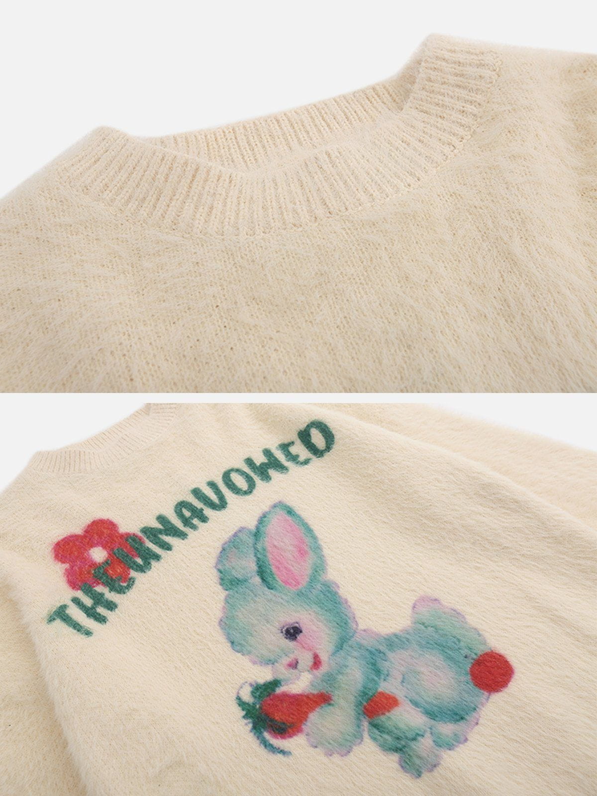 Fvshya Cartoon Rabbit Graphic Sweater