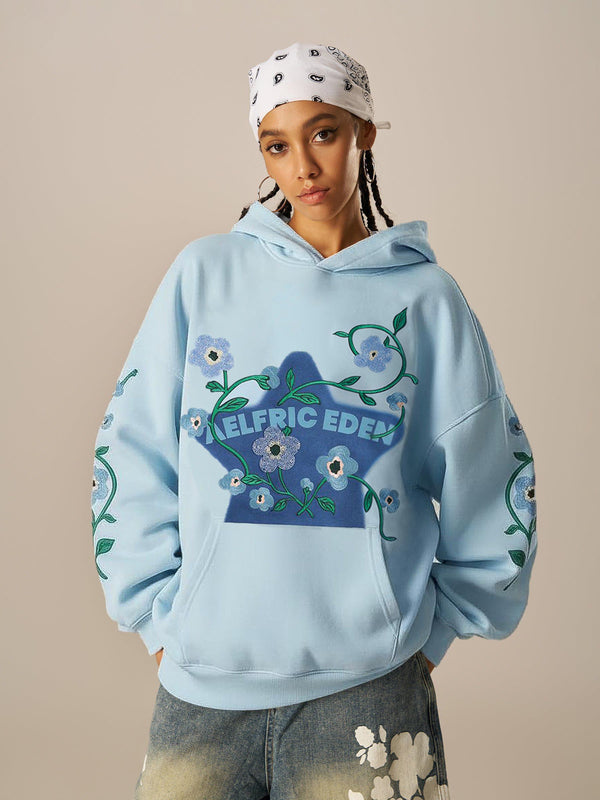Fvshya Beaded Floral Eden Star Pullover Hoodie