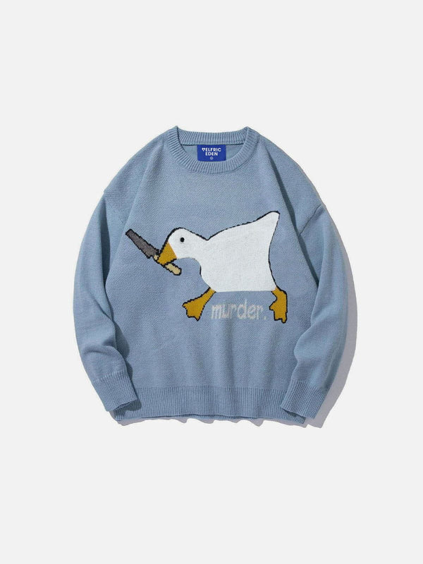 Fvshya Cute Murder Goose Pattern Knit Sweater