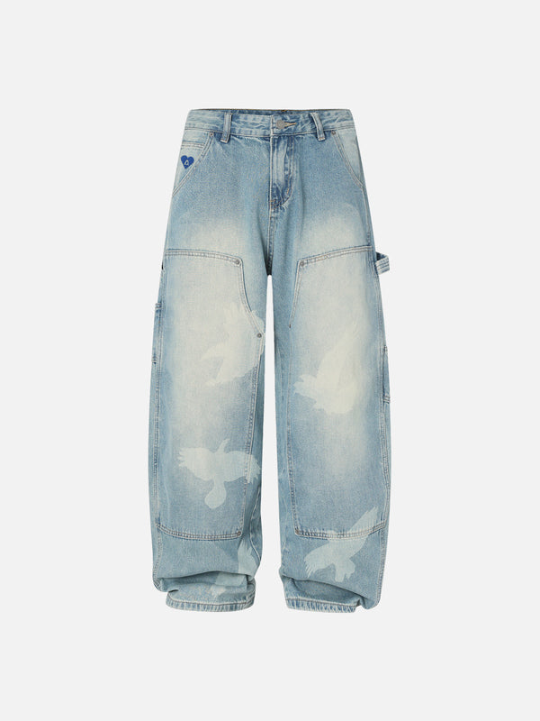 Fvshya Pigeon Print Baggy Jeans