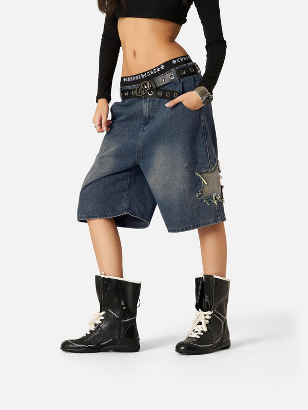 Fvshya Star Tassel Patch Gradient Jorts