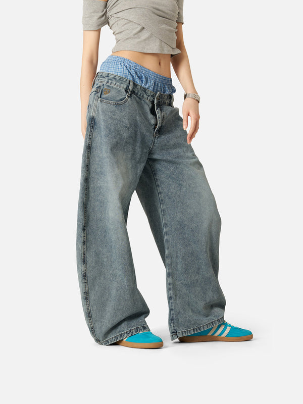 Fvshya Double Waist Baggy Jeans